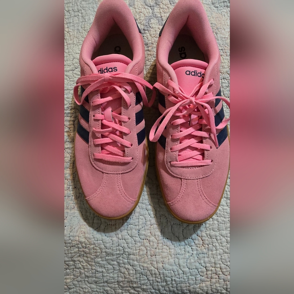 Adidas Women's Pink and Navy Sneakers
